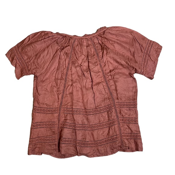 Amuse Society Carla Woven Top Terracotta Embroidered Crochet With Tassels Sz S - Picture 5 of 8